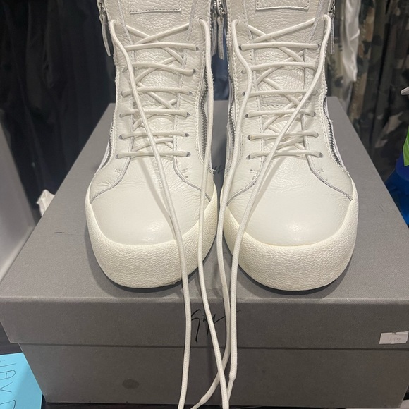Giuseppe Zanotti White May London High-Top Silver Zipper Sz 43/10 Designer - Picture 7 of 15